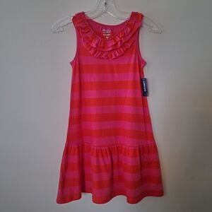 Old Navy Vibrant Pink & Orange Striped Kids Dress
